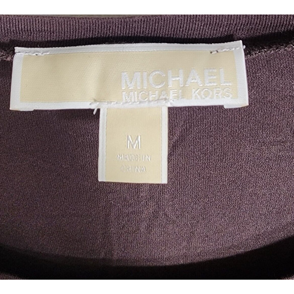 Michael Kors Womens Long Sleeve Pullover Top Brown with Leopard Print Size M - Picture 8 of 8